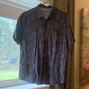 Atlanl Men's Navy and Brown Patterned Shirt
